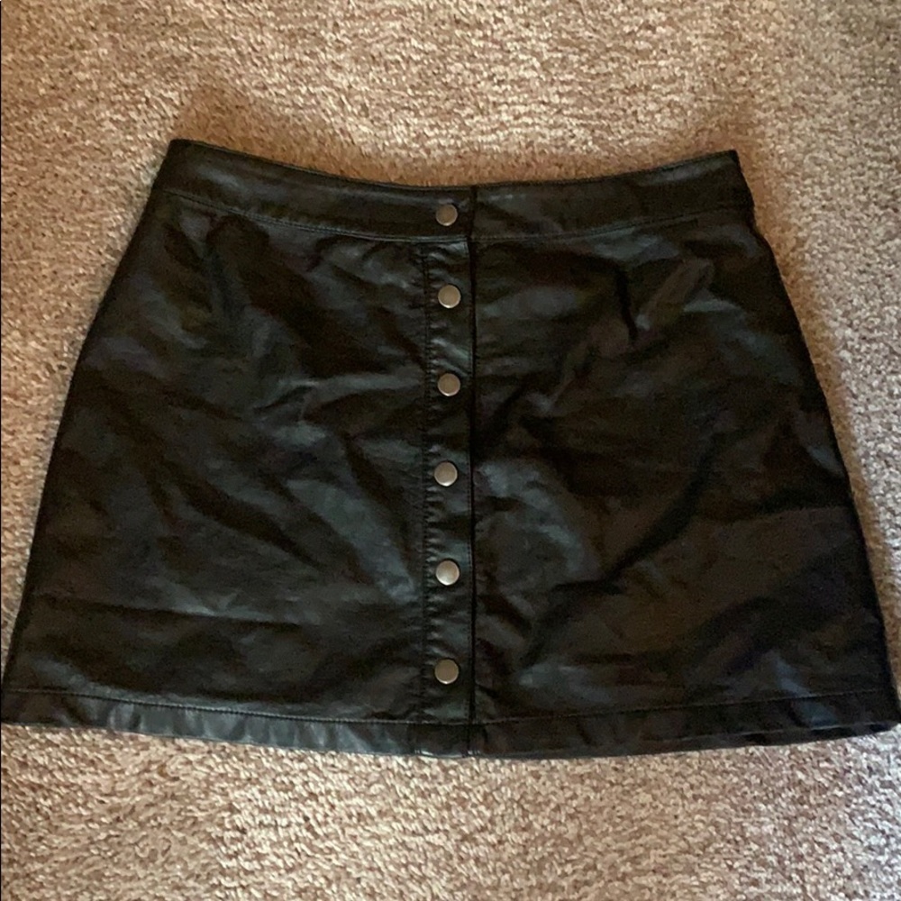 Black Button Up Mini Skirt